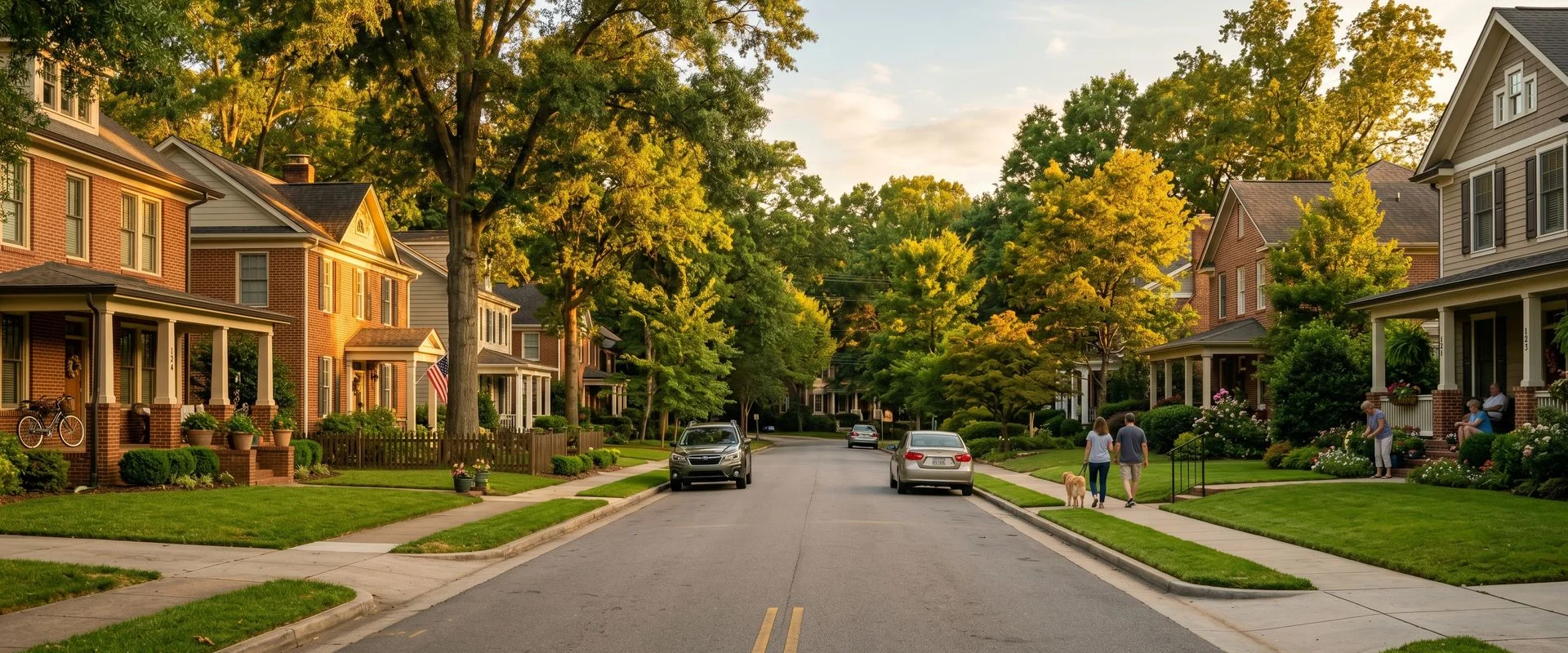 Calm residential street in Durham, NC